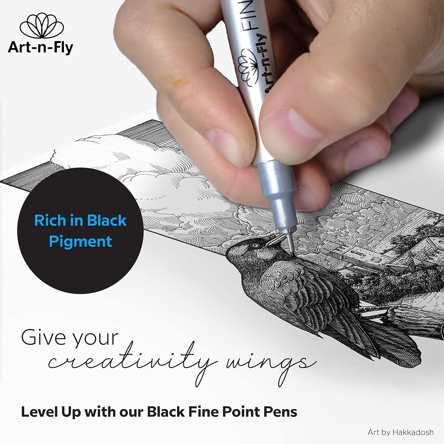 Micro Pen Set - 6 Assorted Sizes - Black Ink Fineliner Pens | Waterproof, No Bleed & Quick-Dry Fine Point Pen with Japanese Archival Pigment Ink for Drawing, Sketching, Manga, Illustration